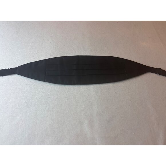 Mens Black Satin Pleated Cummerbund Tuxedo Accessory Adjustable Waist - Picture 1 of 3